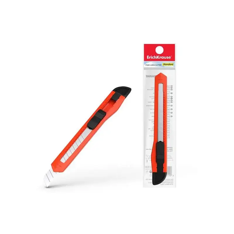 Erichkrause EasyCut Cuter con Fijador Push-Lock Standard 9mm - Sistema de Sujecion de Cuchilla con Seguro de Empuje - Cuchilla S