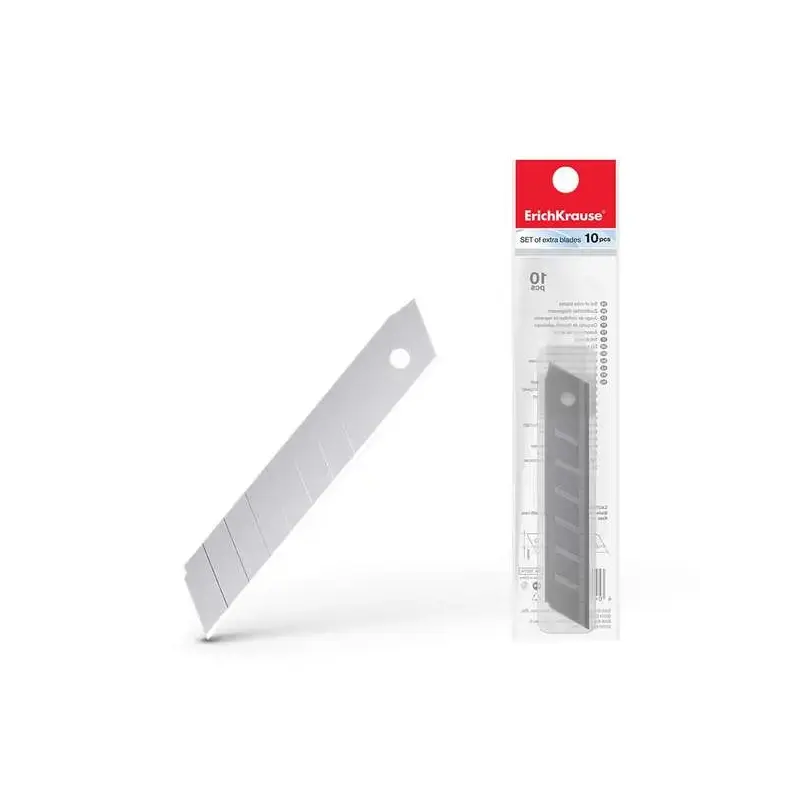Erichkrause Pack de 10 Cuchillas de Repuesto de Acero Segmentado - Medidas 18mm x 0.5mm - Afilado de Doble Cara - Resistente al