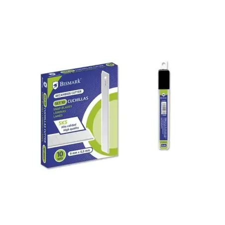 Bismark Blister de 10 Cuchillas de Recambio en Acero de Alta Calidad - Medida 9mmx0.5mm - Acero SK5 | Ahorro Imprimiendo