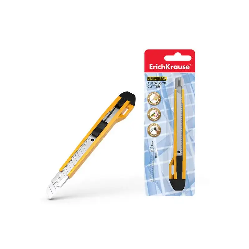 Erichkrause Cuter con Fijador Automatico Universal - Sistema de Retencion de Cuchilla Autobloqueo - Partidor Incorporado - Cuchi