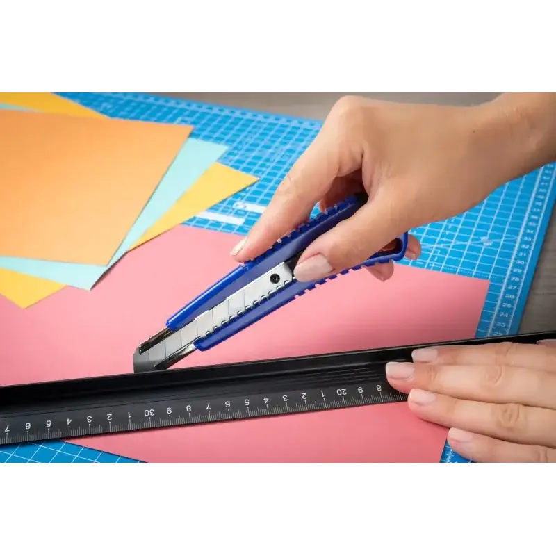 Dahle 10865 Basic Cuter con Cuchilla de 18mm - Mecanismo Automatico de Bloqueo - Guia Metalica | Ahorro Imprimiendo