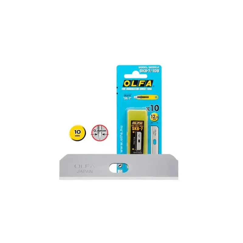 Olfa Pack de 10 Cuchillas de Respuesto para Cutters Olfa SK-7 - Acero Inoxidable | Ahorro Imprimiendo