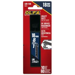Olfa Pack de 10 Cuchillas de Negras para Cuters 18mm - Acero al Carbono - Un 25% mas Afiladas - 8 Segmentos | Ahorro Imprimiendo