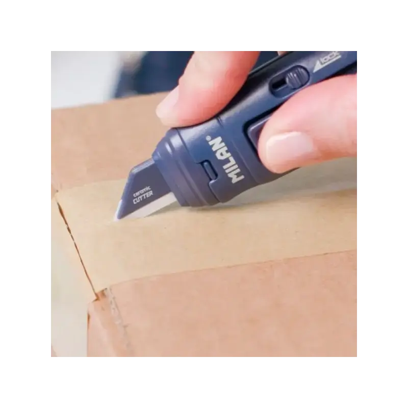 Milan Coleccion 430 Cutter de Hoja Ceramica Reemplazable - Cuchilla con Protector - Bloqueo de Seguridad - Color Azul | Ahorro I