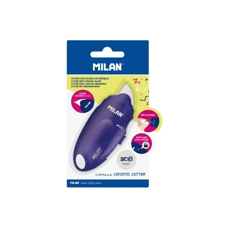 Milan Serie Acid Capsule Cutter de Hoja Ceramica Reemplazable - Tamaño Bolsillo - Diseño Ergonomico - Sistema de Bloqueo - Color