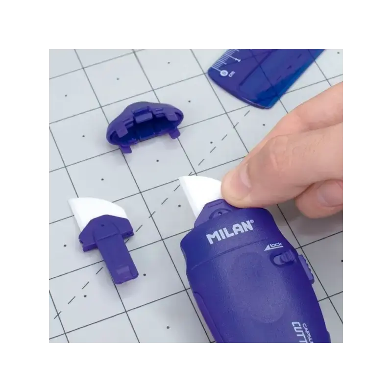 Milan Serie Acid Capsule Cutter de Hoja Ceramica Reemplazable - Tamaño Bolsillo - Diseño Ergonomico - Sistema de Bloqueo - Color