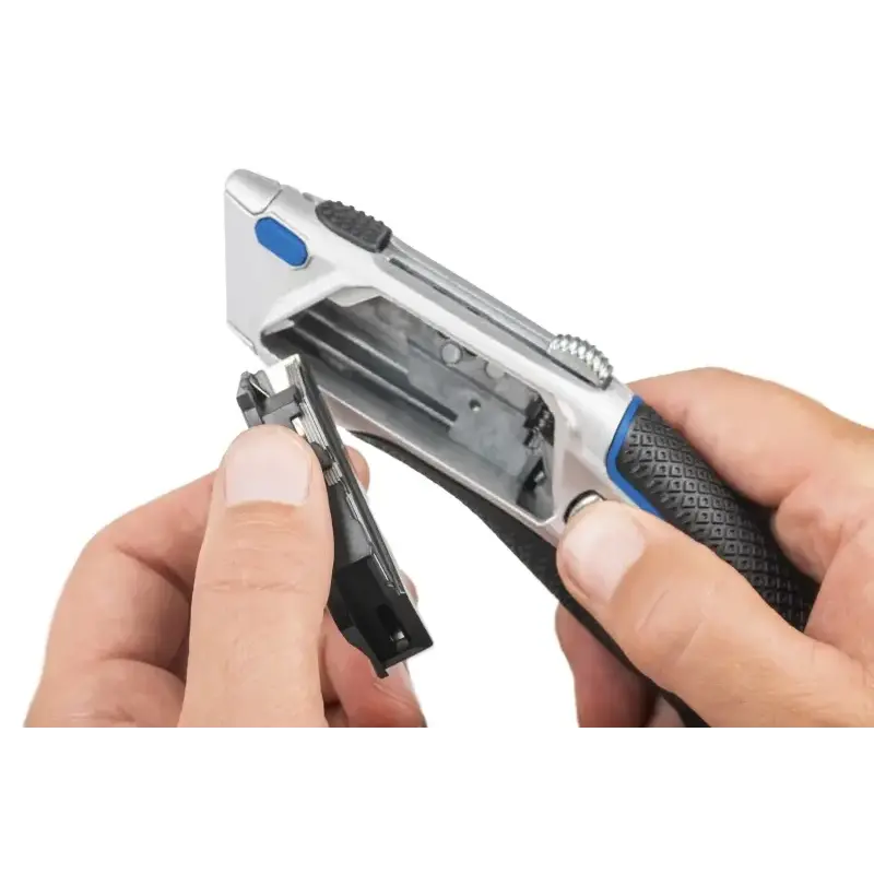 Dahle 10891 Profesional Heavy Duty Cuter con Cuchilla Trapezoidal de Acero al Carbono SK5 - Guia Automatica - Cuerpo Metalico -