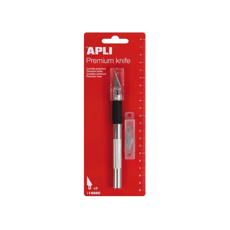 Apli Cuchillo Hobby de Precision Premium - 15mm - Hoja de Acero Inoxidable - Acabado Soft - Reemplazo Facil de Cuchilla - Incluy