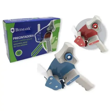 Bismark New Line TD1201 Precintadora - Cuchilla de Acero Templado - Empuñadura Ergonomica - Colores Rojo y Azul Aleatorios | Aho