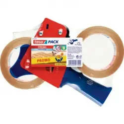 Tesa Pack de Precintadora + 2 Rollos de Precinto Transparente 50mm x 66 Metros | Ahorro Imprimiendo