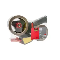 Scotch Precintadora de Mano - Incluye 2 Rollos de 50mm x 66m - Bajo Nivel de Ruido - Mango de Pistola - Precintos Color Marron |