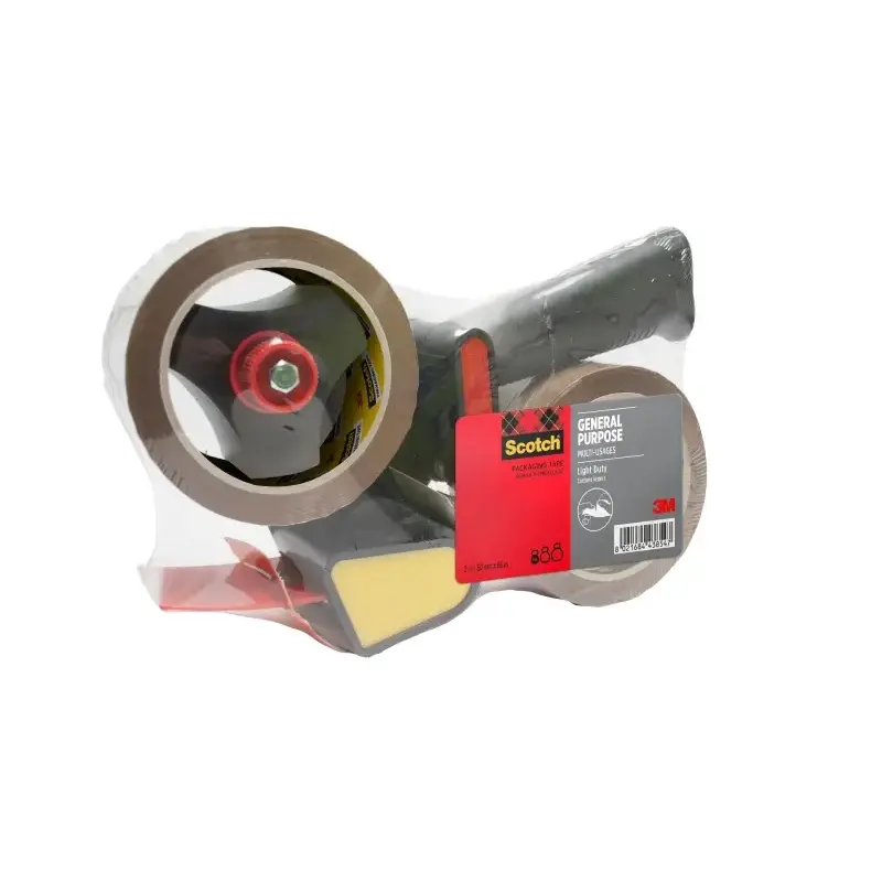 Scotch Precintadora de Mano - Incluye 2 Rollos de 50mm x 66m - Bajo Nivel de Ruido - Mango de Pistola - Precintos Color Marron |