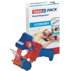 Tesa 6300 Economy Precintadora para Rollos de hasta 50mm - Tension Ajustable Manualmente - Color Rojo/Azul | Ahorro Imprimiendo