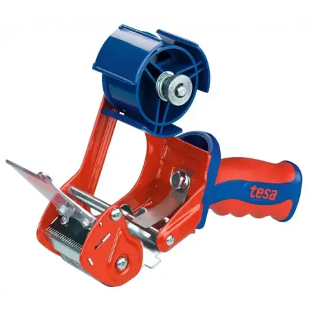 Tesa 6400 Comfort Precintadora para Rollos de hasta 50mm - Sistema de Cuchilla Protegida - Tension Ajustable Manualmente - Color