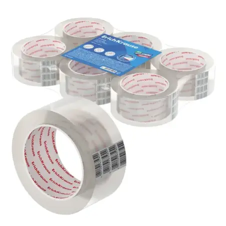 Erichkrause Precinto de Embalaje - Medidas 48mmx50m - Adhesivo de Gran Adherencia - Facil de Cortar - Transparente | Ahorro Impr