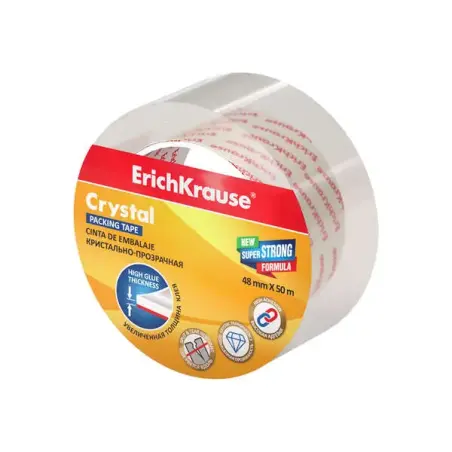 Erichkrause Crystal Precinto de Embalaje 48mmx50m - Polipropileno - Resistente y Duradera - Transparente | Ahorro Imprimiendo