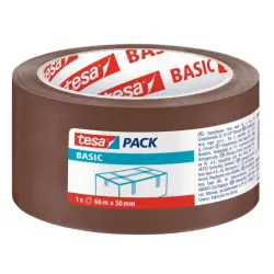 Tesa Basic Precinto de Embalar 50mm x 66 Metros - Fabricado en Polipropileno - Adhesivo Ecologico - Color Marron | Ahorro Imprim