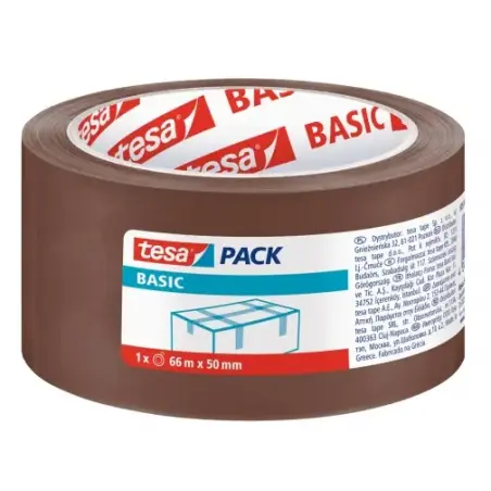 Tesa Basic Precinto de Embalar 50mm x 66 Metros - Fabricado en Polipropileno - Adhesivo Ecologico - Color Marron | Ahorro Imprim