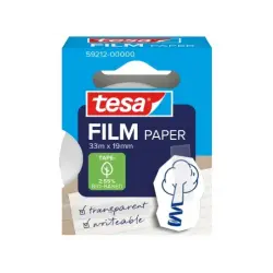 Tesa Paper Pack de 1 Cinta Adhesiva de Papel 19mm x 33 Metros - Casi Invisible en Superficies de Color Claro - Se puede Cortar c