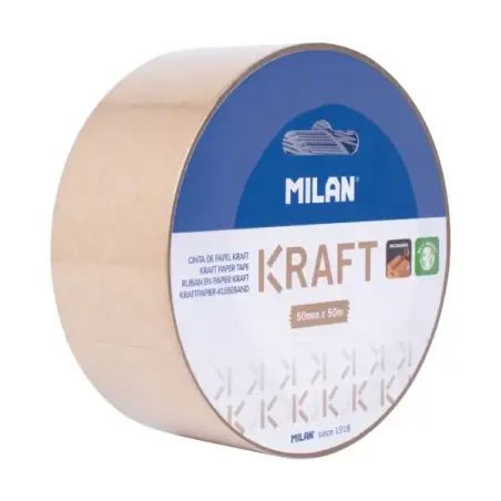 Milan Precinto de Papel Kraft - 50mm x 50m - Color Marron | Ahorro Imprimiendo