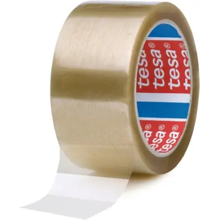 Tesa 4089 Precinto de Embalar 50mm x 132 Metros - Fabricado en Polipropileno - Adhesivo de Caucho Natural - Transparente | Ahorr
