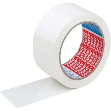 Tesa 4089 Precinto de Embalar 50mm x 132 Metros - Fabricado en Polipropileno - Adhesivo de Caucho Natural - Color Blanco | Ahorr