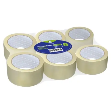 Bismark Pack de 6 Precintos de Embalaje 50mm x 66m - Polipropileno 55 micras - Transparente | Ahorro Imprimiendo