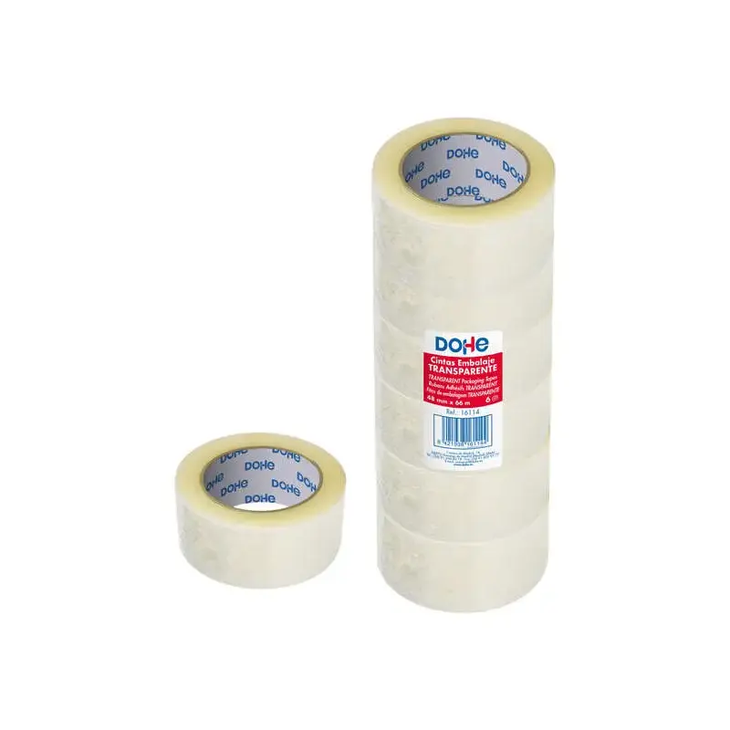 Dohe Pack de 6 Precintos de Polipropileno - Medidas 48mm x 66m - Transparente | Ahorro Imprimiendo
