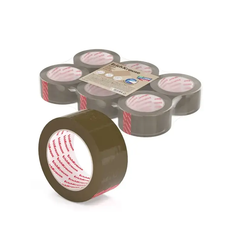 Erichkrause Precinto de Embalaje - Medidas 48mmx50m - Adhesivo de Gran Adherencia - Facil de Cortar - Color Marron | Ahorro Impr