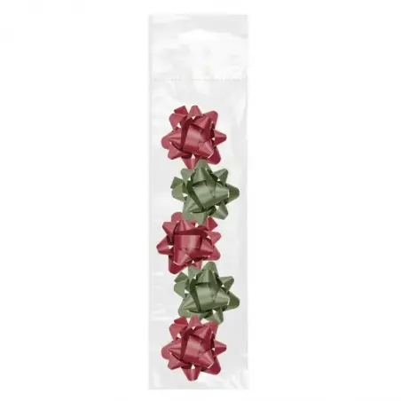 Dohe Chic Pack de 5 Lazos para Regalo - Forma de Estrella - Tamaño 5.6cm - Colores Rojo y Verde | Ahorro Imprimiendo