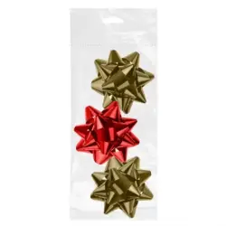 Dohe Shiny Pack de 3 Lazos para Regalo - Forma de Estrella - Tamaño 8cm - Colores Rojo y Oro | Ahorro Imprimiendo
