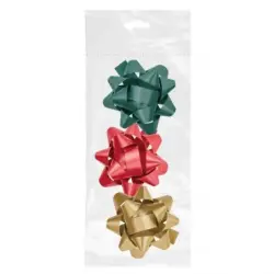 Dohe Chic Pack de 3 Lazos para Regalo - Forma de Estrella - Tamaño 8cm - Colores Rojo, Verde y Oro | Ahorro Imprimiendo