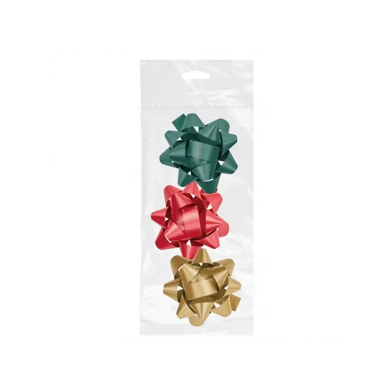 Dohe Chic Pack de 3 Lazos para Regalo - Forma de Estrella - Tamaño 8cm - Colores Rojo, Verde y Oro | Ahorro Imprimiendo