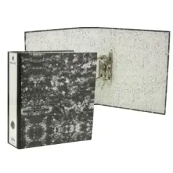 Bismark Archivador A-Z Jaspeado A4 Lomo 75mm - Carton Forrado - Tarjetero en el Lomo - Mecanismo de Palanca - Color Negro Jaspea