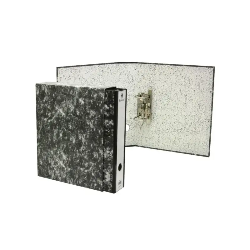 Bismark Archivador A-Z Jaspeado Folio con Funda - Lomo 75mm - Carton Forrado - Tarjetero en el Lomo - Mecanismo de Palanca - Col