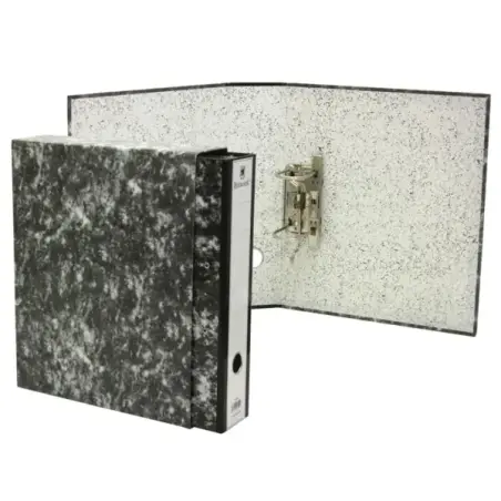 Bismark Archivador A-Z Jaspeado Folio con Funda - Lomo 75mm - Carton Forrado - Tarjetero en el Lomo - Mecanismo de Palanca - Col