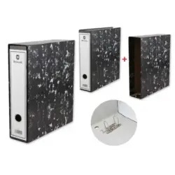 Bismark Archivador A-Z Jaspeado A4 con Funda - Lomo 75mm - Carton Forrado - Tarjetero en el Lomo - Mecanismo de Palanca - Color