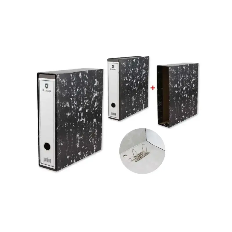Bismark Archivador A-Z Jaspeado A4 con Funda - Lomo 75mm - Carton Forrado - Tarjetero en el Lomo - Mecanismo de Palanca - Color