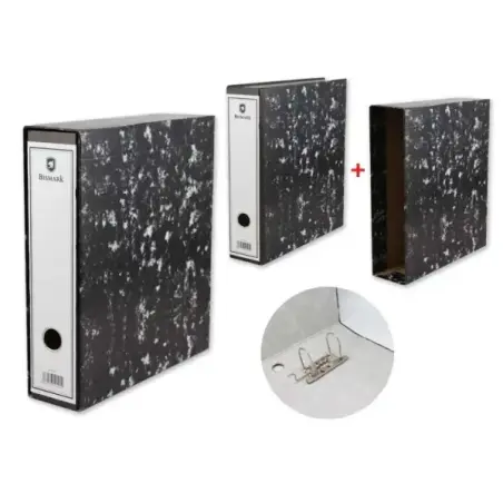 Bismark Archivador A-Z Jaspeado A4 con Funda - Lomo 75mm - Carton Forrado - Tarjetero en el Lomo - Mecanismo de Palanca - Color