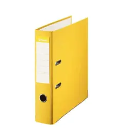 Esselte Archivador de Palanca Formato Folio - Lomo 75mm - Tarjetero en Lomo - Capacidad para 500 Hojas - Color Amarillo | Ahorro