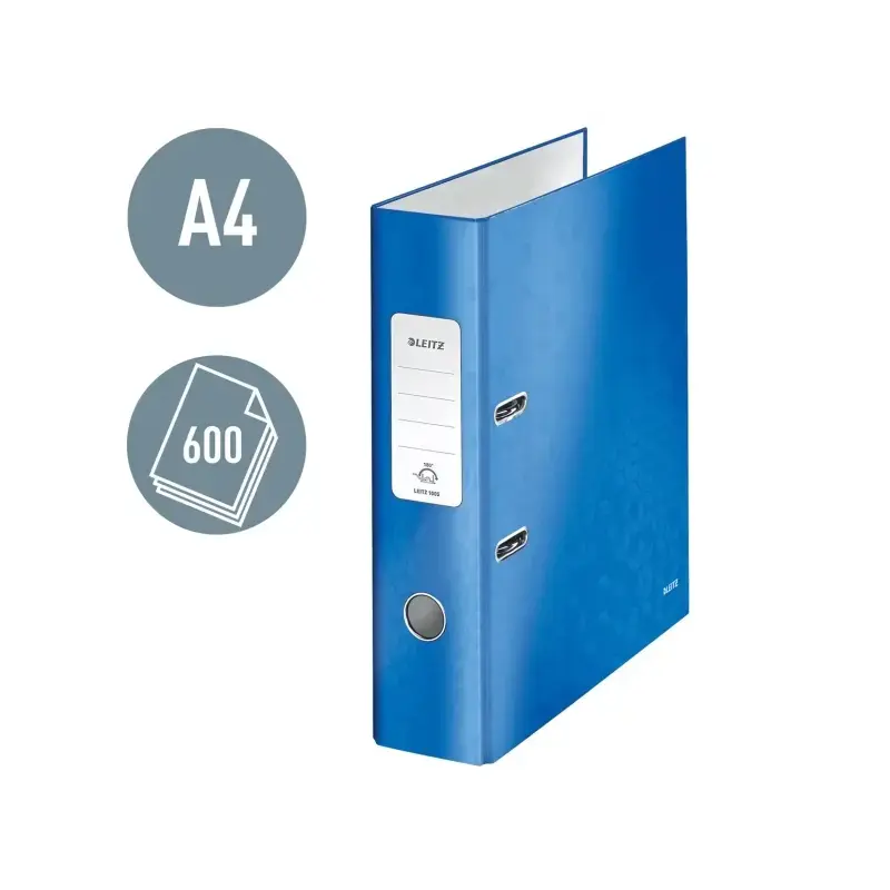 Leitz Wow Archivador de Palanca A4 - Lomo 80mm - Ollao y Rado - Etiqueta en Lomo - Color Azul | Ahorro Imprimiendo