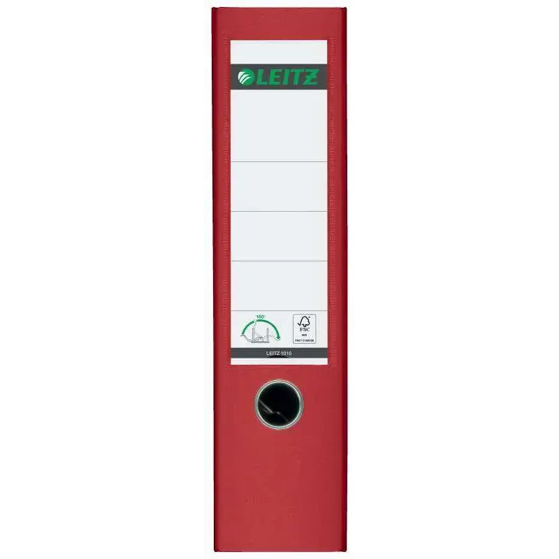 Leitz 180º Archivador de Palanca Tamaño A4 - Lomo Ancho 80mm - Ollao, Rado y Tarjetero en el Lomo - Carton Forrado en Plastico -