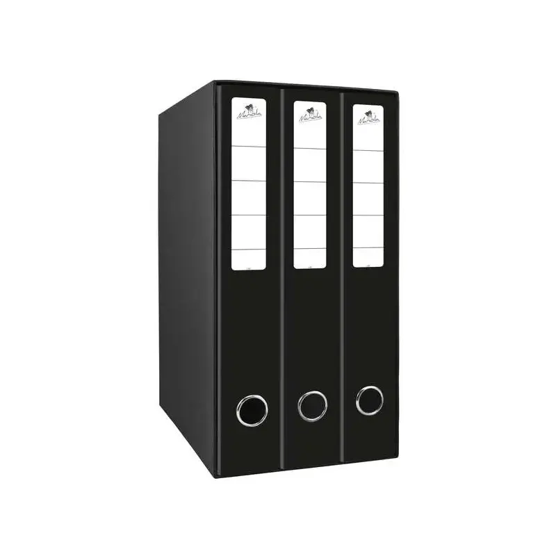 Mariola Box Modulo de 3 Archivadores con Rado 2 Anillas 40mm - Tamaño 35x26x17cm - Carton Forrado - Color Negro | Ahorro Imprimi