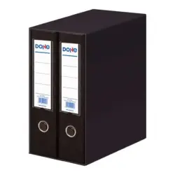 Dohe Modulo de 2 Archivadores Folio Lomo Ancho con Ollao y Rado - Carton Forrado con Polipropileno - Cantoneras Metalicas - Pala