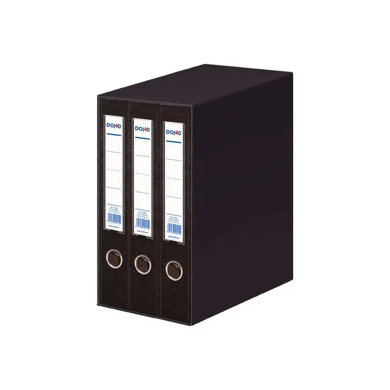 Dohe Archicolor Modulo de 3 Archivadores de Palanca con Rado - Lomo Estrecho - Formato Folio - Carton Forrado - Color Negro | Ah