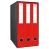 Mariola Box Modulo de 3 Archivadores con Rado 2 Anillas 40mm - Tamaño 35x26x17cm - Carton Forrado - Color Rojo | Ahorro Imprimie
