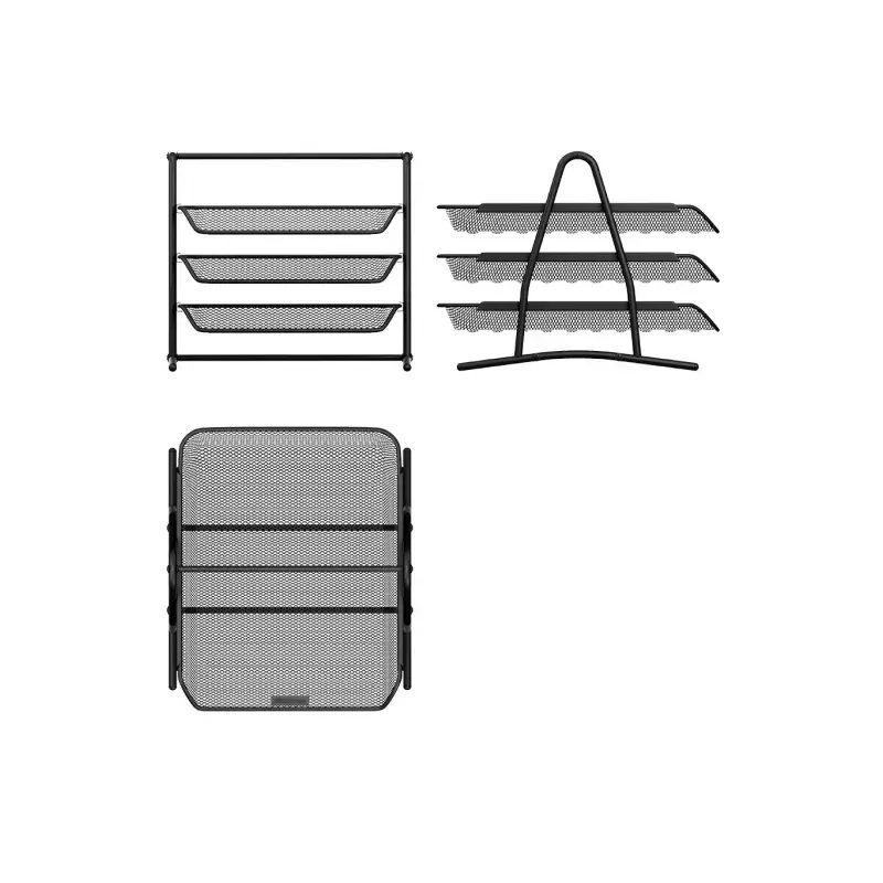 Erichkrause Compass Bandeja para Documentos de 3 Niveles - Fabricada en Acero - Capacidad hasta 200 Hojas por Nivel - Clasica y