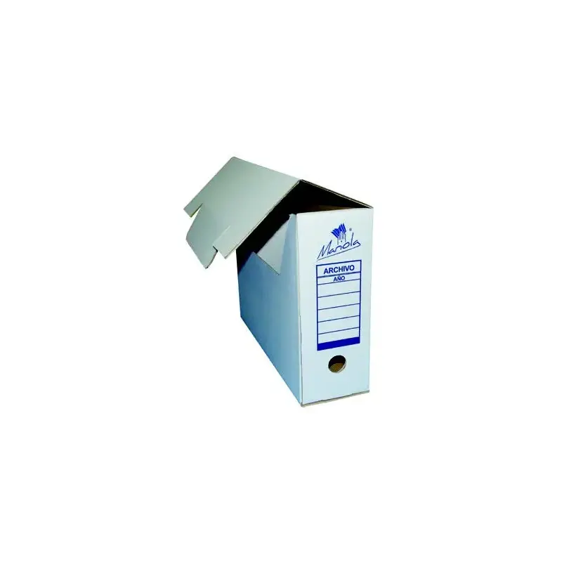 Mariola Caja de Archivo Definitivo Tamaño Folio - Medidas 25,5x10x35,5cm - Ideal para Organizar Documentos - Color Blanco y Azul