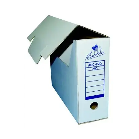 Mariola Caja de Archivo Definitivo Tamaño Folio - Medidas 25,5x10x35,5cm - Ideal para Organizar Documentos - Color Blanco y Azul