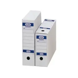 Elba Caja de Archivo Definitivo Folio - Resistente y Duradera - Ideal para Organizar Documentos - Color Blanco y Azul | Ahorro I